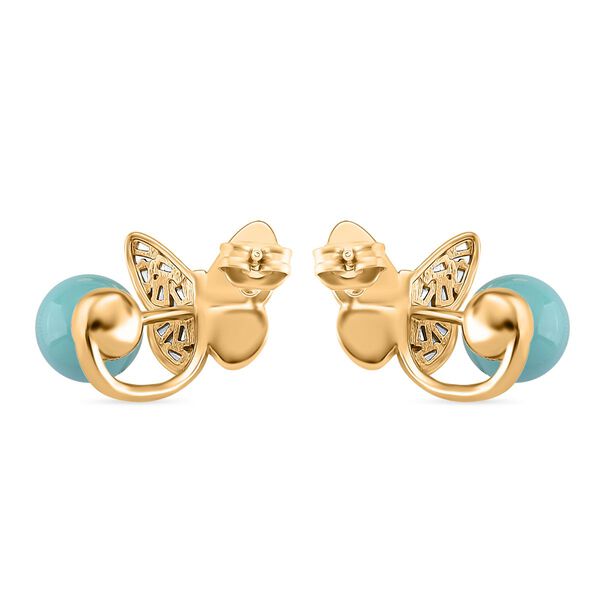 Sleeping Beauty Farbe Muschelkernperle (7-9 mm), Wei&szlig;es Perlmutt Ohrringe, Nickelfreies Messing, golfarben image number 5