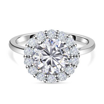 LUSTRO STELLA - wei&szlig;er Zirkonia-Ring, 925 Silber platiniert (Gr&ouml;&szlig;e 18.00) ca. 4,36 ct