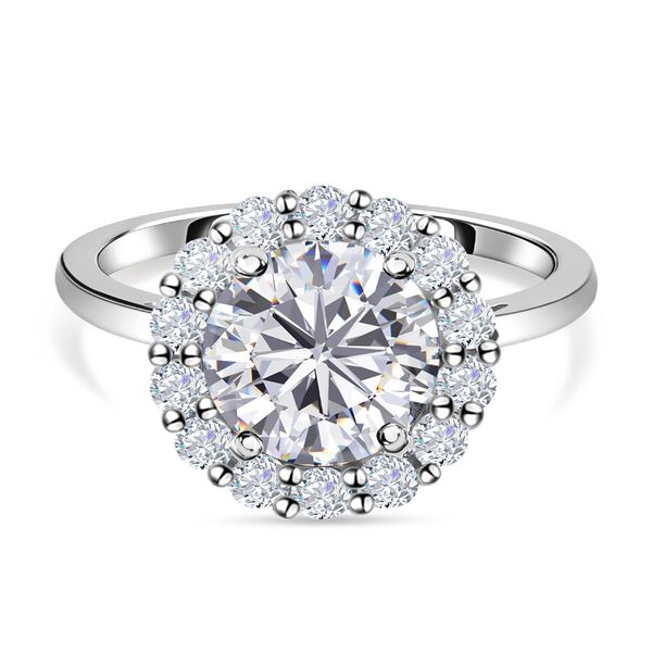 LUSTRO STELLA - wei&szlig;er Zirkonia-Ring, 925 Silber platiniert (Gr&ouml;&szlig;e 18.00) ca. 4,36 ct