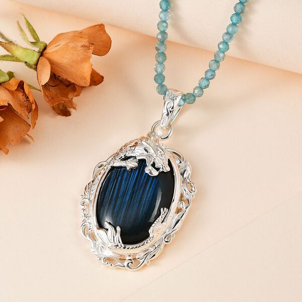 AAA Labradorit und Apatit Halskette, 45 cm - 89,63 ct. image number 2