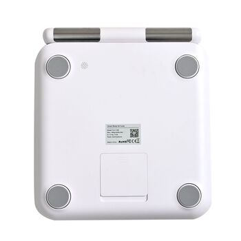 Intelligente K&ouml;rperfettwaage mit Griff, ITO-Design, geh&auml;rtetes Glas,30&times;30&times;2,6cm, Wei&szlig;