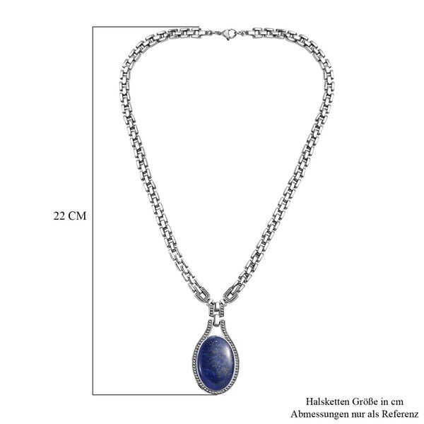 Lapislazuli Halskette ca. 45 cm Edelstahl ca. 38.42 ct image number 6
