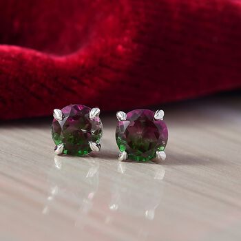 Wassermelonen Triplett Quarz Ohrringe, 925 Silber platiniert - 4,56 ct.