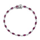 AAA Natürlicher Radiant Ember Granat, Weißes Zirkon Armband ca. 19 cm 925 Silber rhodiniert ca. 6.39 ct