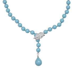 Weißer Zirkonia, Sleeping Beauty Farbe Muschelkernperle Halskette ca. 60 cm Nickelfreies Messing Standard 0.21 ct