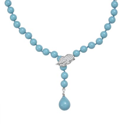 Sleeping Beauty Farbe Muschelkernperle (8 mm), Wei&szlig;er Zirkonia Halskette ca. 60 cm Nickelfreies Messing