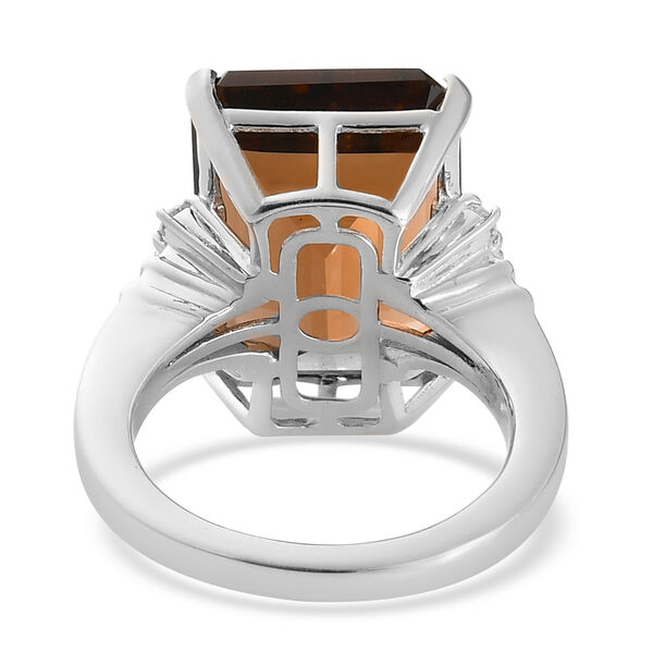 Rauchquarz und Zirkon Ring 925 Silber platiniert  ca. 11,80 ct image number 6