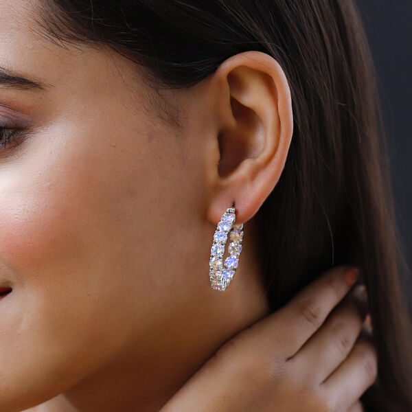 88 Facetten Moissanit Creolen, 925 Silber platiniert ca. 11.59 ct image number 3