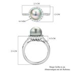 Weißer Zirkon und Tahiti Perlen-Ring, 925 Silber rhodiniert (Größe 16.00) ca. 0,52 ct image number 6