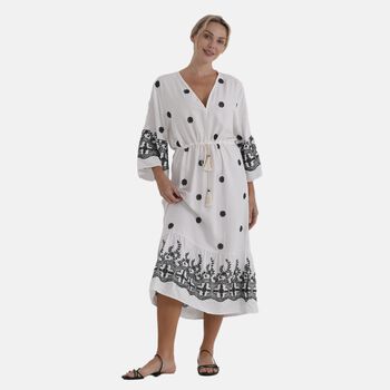  La Marey cotton Elastic waist v-neck  print dresses