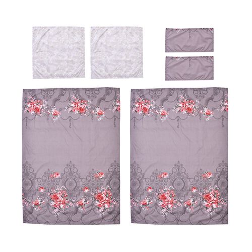 6er Set, Bettwäsche, 2 Deckenbezüge 135x200cm, 2 Kissenbezüge 40x80cm, 2 Kissenbezüge 80x80cm, grau image number 0
