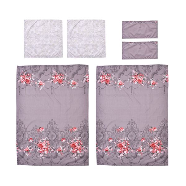 6er Set, Bettwäsche, 2 Deckenbezüge 135x200cm, 2 Kissenbezüge 40x80cm, 2 Kissenbezüge 80x80cm, grau image number 0