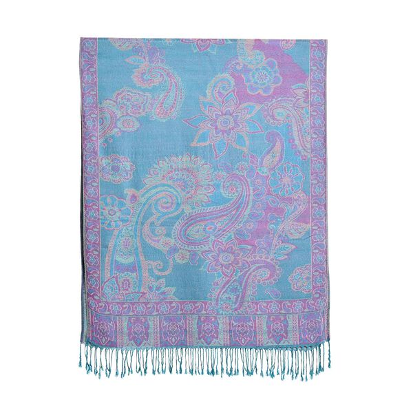 100% Viskose Paisley-Schal, T&uuml;rkis image number 2