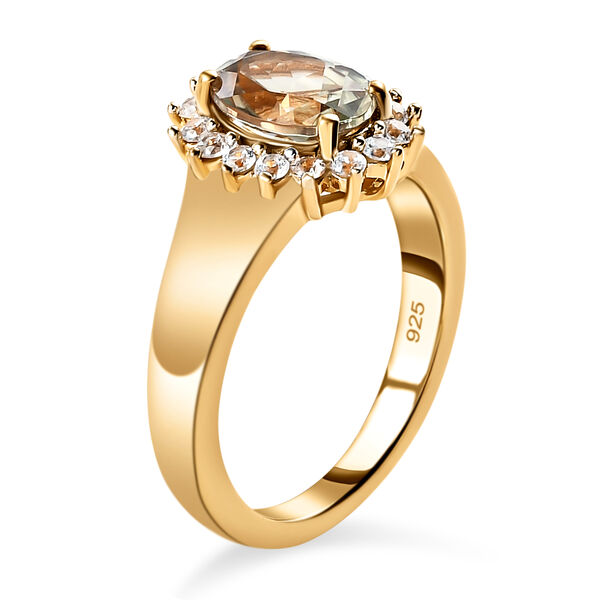 AAA Turkizit und weißer Zirkon-Ring, 925 Silber Gelbgold Vermeil  ca. 1,65 ct image number 6