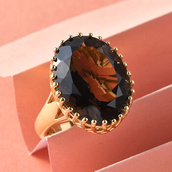 Rauchquarz-Ring, 925 Silber vergoldet  ca. 16,22 ct
