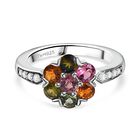 D joy Mehrfarbiger-Turmalin Ring 925 Silber platiniert (Größe 21.00) ca. 1.50 ct