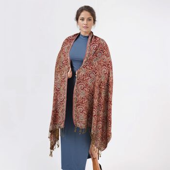 Jamawar-Schal, 3-Schiffchen-Webung, 70x200 cm, Paisley