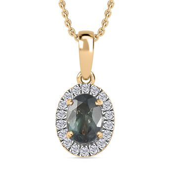 AAA Alexandrit, Wei&szlig;er Diamant Anh&auml;nger mit Kette, 585 Gold ca. 1.50 ct