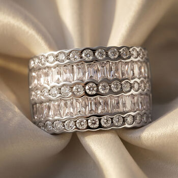 LUSTRO STELLA - Wei&szlig;er Zirkonia Ring, 925 Silber rhodiniert (Gr&ouml;&szlig;e 18.00) 5.71 ct