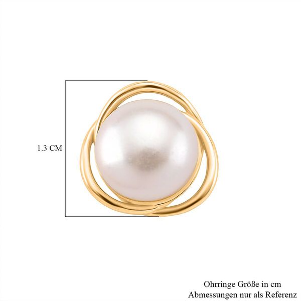 Wei&szlig;e S&uuml;&szlig;wasser Perle Ohrstecker, 925 Silber vergoldet image number 4