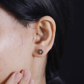 Labor schwarze Opal und Zirkon-Ohrringe - 0,63 ct.