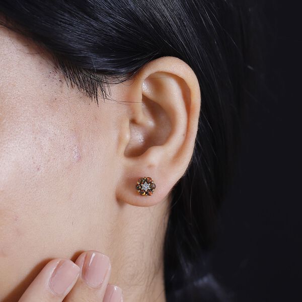 Labor schwarze Opal und Zirkon-Ohrringe - 0,63 ct. image number 3