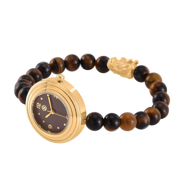 Gelbes Tigerauge Uhren Reiner Edelstahl Bicolor flexibel ca. 50,00 ct. image number 4