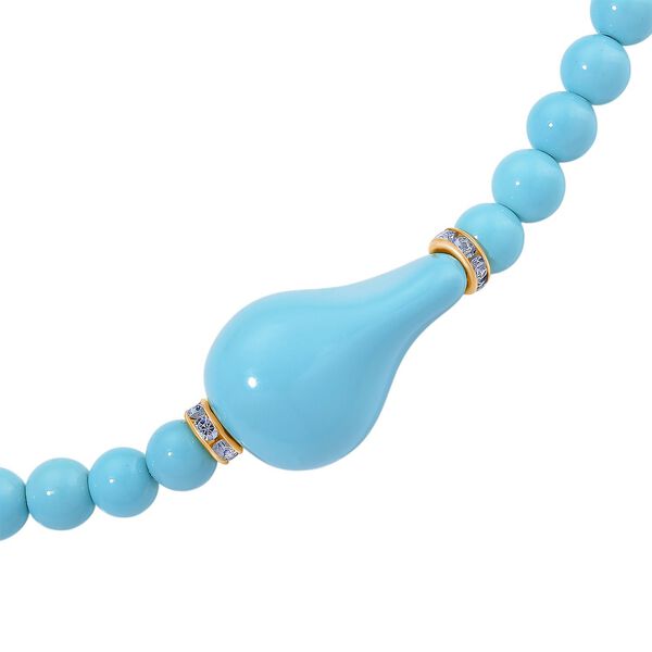 3er Set Muschelkernperlen-Schmuckstücke in Sleeping Beauty-Farbe, bestehend aus Armband (ca. 19 cm) und zwei Halsketten (ca. 40 cm und 50 cm), gelb vergoldet image number 8