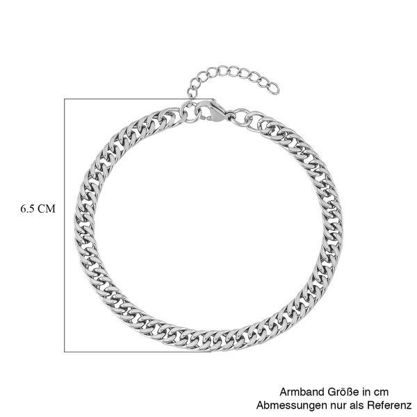 Doppelte Panzer-Armband, Edelstahl, ca. 9,00 g, ca. 19 cm, silberfarben image number 4