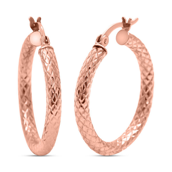 Infinity Creolen mit Diamantschliff-Muster in rosévergoldetem Silber image number 0