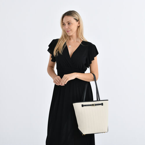 ";lifestyle-Color:White   size/Profile: Genunie Leather Tote Bag  :wall(exterior);Genunie Leather Lining(interior):polyester   Pockets(exterior):zipped-1; (interior):zipped-1,slip-1.Measurement(inch):25*11*32cm; " image number 1