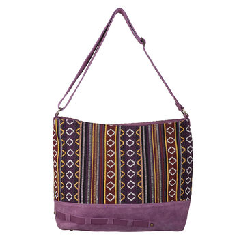 100% Echtes Leder verstellbare Umh&auml;ngetasche Gr&ouml;&szlig;e: 48x33X13, lila