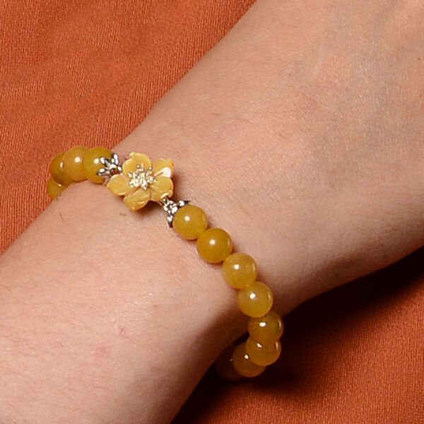 JARDIN-KOLLEKTION - gelbes Perlmutt, Honig Jade und Citrin Armband, 19 cm, 925 Silber rhodiniert, ca. 100,14 ct image number 2