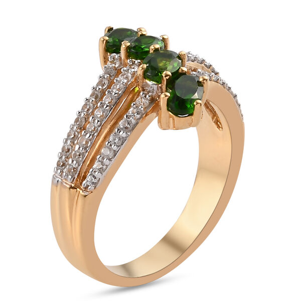 Nat&uuml;rlicher Chromdiopsid und Zirkon Ring 925 Silber vergoldet  ca. 1,38 ct image number 5