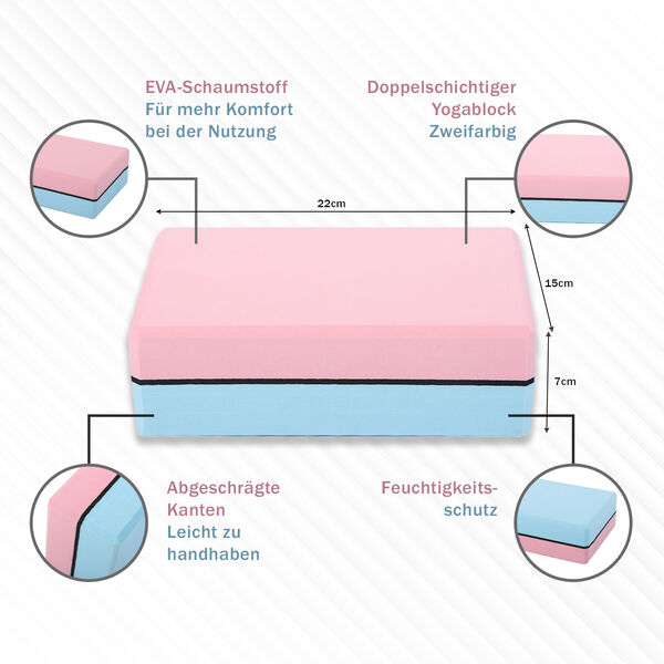 Yoga Block aus Eva-Schaum, Rosa-Blau image number 4