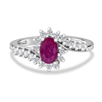 AA Montepuez-Rubin, Wei&szlig;er Zirkon Ring, 925 Silber rhodiniert, (Gr&ouml;&szlig;e 16.00) ca. 1.07 ct