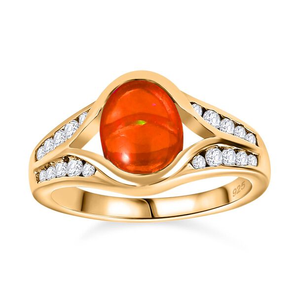 AA orange &auml;thiopischer Opal und Zirkon-Ring - 1,49 ct. image number 4