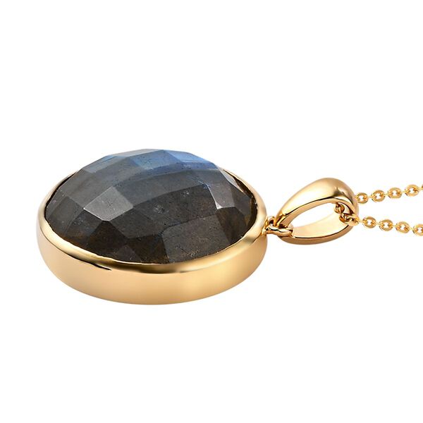 Labradorit-Anh&auml;nger mit Kette, 925 Silber Gelbgold Vermeil ca. 21.89 ct image number 4