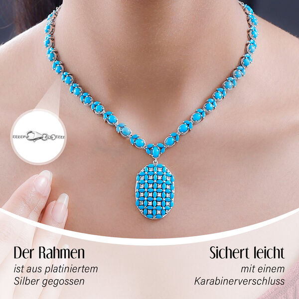 AA Amerikanische nat&uuml;rliche Sleeping Beauty T&uuml;rkis und Zirkon-Halskette, 45 cm &ndash; 21,93 ct. image number 3