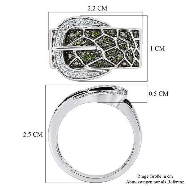 D'Joy Gr&uuml;ner Diamant Ring 925 Silber Rhodiniert (Gr&ouml;&szlig;e 21.00) image number 7