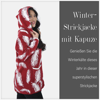 Winter-Kapuzenpullover mit 2 Taschen, Rot
