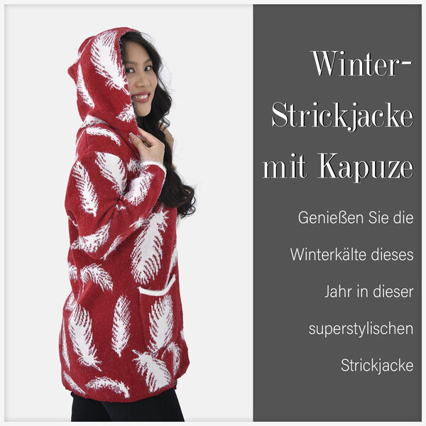 Winter-Kapuzenpullover mit 2 Taschen, Rot image number 4
