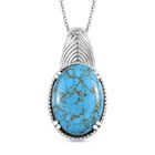 Blauer Türkis Anhänger mit Kette, Edelstahl ca. 20.57 ct