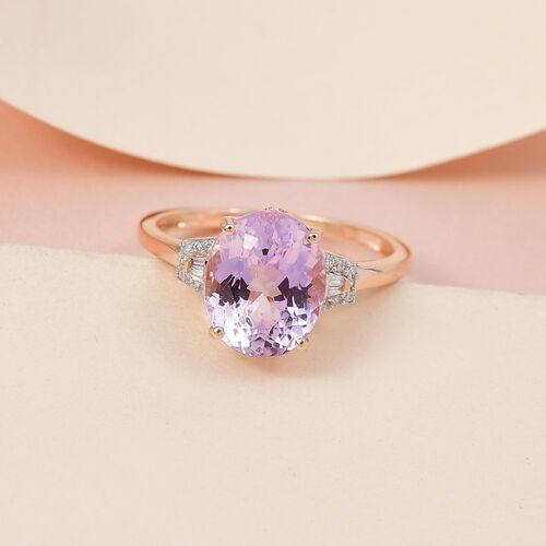 AAA Martha Rocha Kunzite, weißer Diamant Ring, 585 Gold (Größe 18.00) ca. 4.79 ct image number 1
