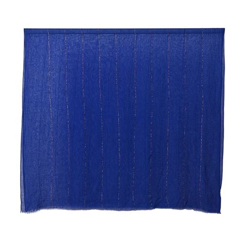 Perlenverzierter Schal, 50% Baumwolle 50% Viskose, 180x90cm, Marineblau image number 1