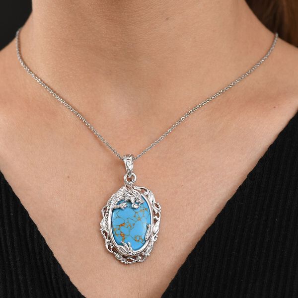 Blauer Türkis Anhänger mit Kette, ca. 20,00 ct. image number 3