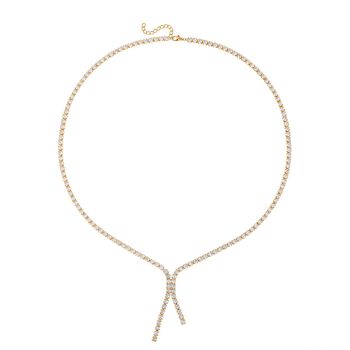 2er Set - Wei&szlig;er Zirkonia Ohrringe und Halskette Schmuckset, Reines Messing, ca. 2.05 ct