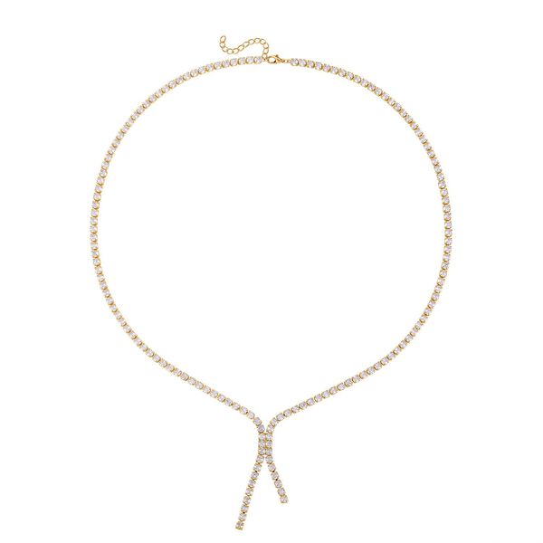 2er Set - Wei&szlig;er Zirkonia Ohrringe und Halskette Schmuckset, Reines Messing, ca. 2.05 ct image number 2