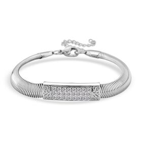 DESIGNER-INSPIRIERT Weißer Kristall Armband ca. 19cm mit 5cm extender, Reiner Edelstahl