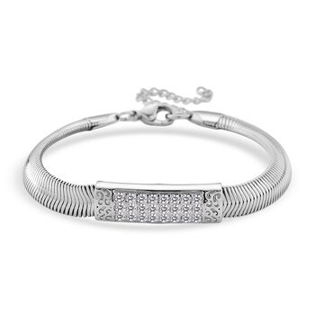 Wei&szlig;es 19+5 cm Kristallarmband in Silberton